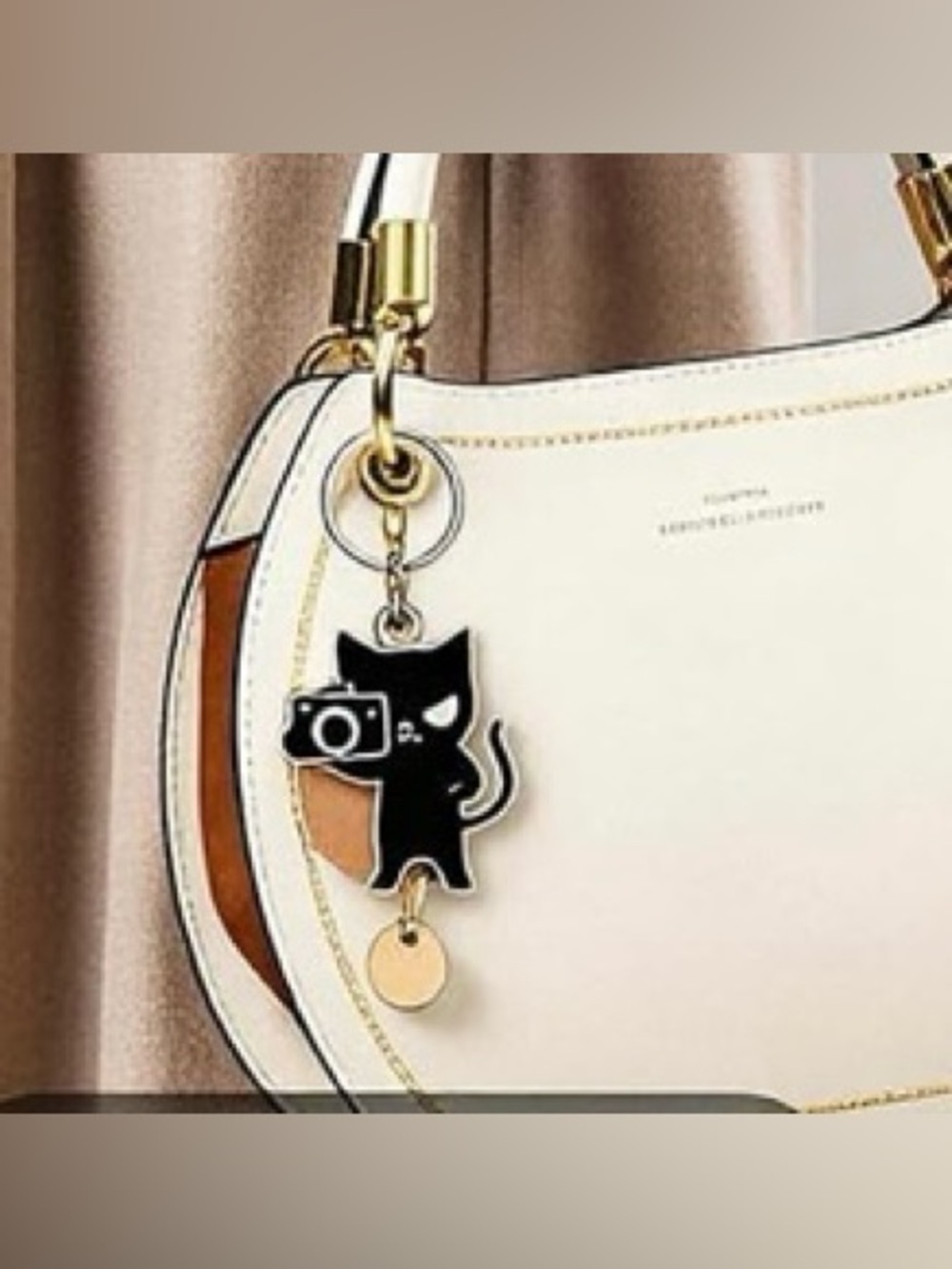 Camera Cat Keychain Bag Charm Black Cat Photographer - Picture 3 of 4
